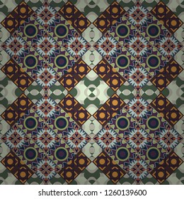 Green, gray and brown diagonal tiles. Creative seamless pattern, modern diagonal abstract background with geometric elements. Vector stock illustration in a modern flat style.
