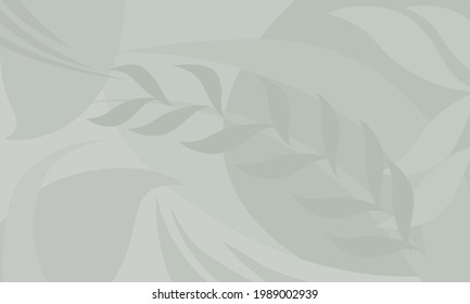 green gray curved forest plant leaves florar abstract minimal simple background vector for background presentation flyer and poster