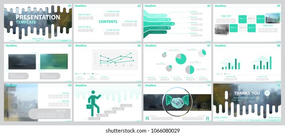 Green gray, elements for infographics on a white background.The best set of presentation templates.Presentation,postcard and flyer,corporate report, marketing, advertising,blurred photos,annual report