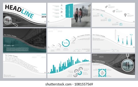 Green, gray, elements of infographics on a white background.The best set presentation templates. Presentation, leaflet and flyer, corporate report, marketing, advertising, supernova,annual report,2020