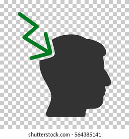 Green And Gray Head Electric Strike interface toolbar icon. Vector pictogram style is a flat bicolor symbol on chess transparent background.
