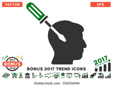 Green And Gray Intellect Screwdriver Tuning icon with bonus 2017 year trend design elements. Vector illustration style is flat iconic bicolor symbols, white background.