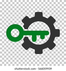 Green And Gray Key Options interface pictogram. Vector pictograph style is a flat bicolor symbol on chess transparent background.