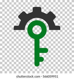 Green And Gray Key Options toolbar pictogram. Vector pictograph style is a flat bicolor symbol on chess transparent background.