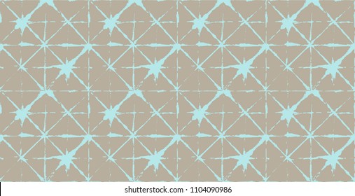 Green, Gray Light Kimono Geo Pattern Design. Seamless Painted Geometrical Wabi Sabi Ikat Design. Organic Tie Dye Batik Funky Boho Fabric Background. Kimono Geo Pattern Fabric Vintage Male Design.