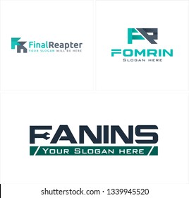 Green gray line art initial F R combination mark logo design concept suitable for repair construction hotels companies techniques business