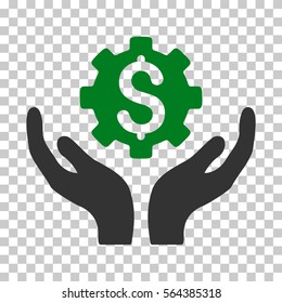 Green And Gray Maintenance Price interface pictogram. Vector pictograph style is a flat bicolor symbol on chess transparent background.