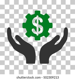 Green And Gray Maintenance Price toolbar icon. Vector pictogram style is a flat bicolor symbol on chess transparent background.