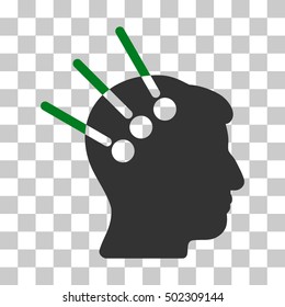 Green And Gray Neural Interface interface pictogram. Vector pictogram style is a flat bicolor symbol on chess transparent background.