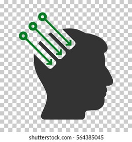Green And Gray Neuro Interface interface icon. Vector pictogram style is a flat bicolor symbol on chess transparent background.