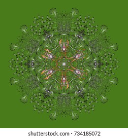 Green, gray and neutral snow on green, gray and neutral colors. Snowflake simple. Symbol of winter, Merry Christmas holiday, Happy New Year celebration Vector. Abstract wallpaper, wrapping decoration.