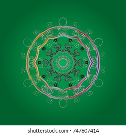 Green, gray and neutral snow on green, gray and neutral colors. Abstract wallpaper, wrapping decoration. Snowflake simple. Symbol of winter, Merry Christmas holiday, Happy New Year celebration Vector.