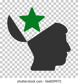Green And Gray Open Head Star toolbar icon. Vector pictogram style is a flat bicolor symbol on chess transparent background.