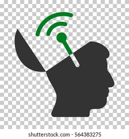 Green And Gray Open Mind Radio Interface interface pictogram. Vector pictogram style is a flat bicolor symbol on chess transparent background.
