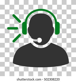 Green And Gray Operator Message toolbar pictogram. Vector pictograph style is a flat bicolor symbol on chess transparent background.