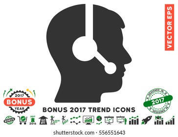 Green And Gray Operator pictogram with bonus 2017 year trend design elements. Vector illustration style is flat iconic bicolor symbols, white background.