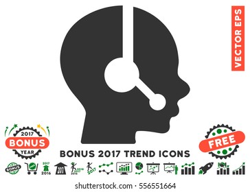 Green And Gray Operator pictogram with bonus 2017 trend images. Vector illustration style is flat iconic bicolor symbols, white background.