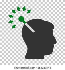 Green And Gray Optical Neural Interface interface icon. Vector pictograph style is a flat bicolor symbol on chess transparent background.