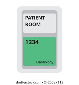 Green and gray patient room with number hospital banner on a white background