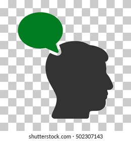 Green And Gray Person Opinion interface icon. Vector pictograph style is a flat bicolor symbol on chess transparent background.