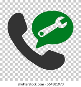 Green And Gray Phone Service Message toolbar pictogram. Vector pictograph style is a flat bicolor symbol on chess transparent background.