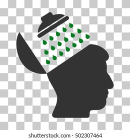 Green And Gray Propaganda Brain Shower toolbar pictogram. Vector pictograph style is a flat bicolor symbol on chess transparent background.
