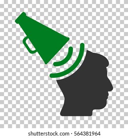 Green And Gray Propaganda Megaphone toolbar icon. Vector pictogram style is a flat bicolor symbol on chess transparent background.