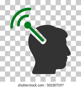 Green And Gray Radio Neural Interface toolbar pictogram. Vector pictogram style is a flat bicolor symbol on chess transparent background.