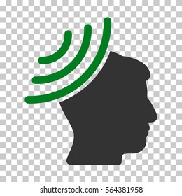 Green And Gray Radio Reception Mind interface pictogram. Vector pictograph style is a flat bicolor symbol on chess transparent background.