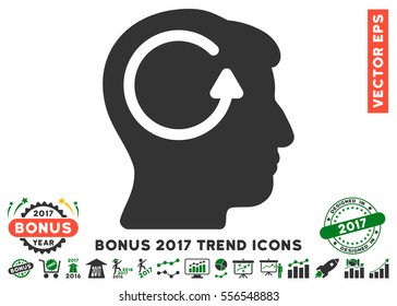 Green And Gray Refresh Head Memory pictograph with bonus 2017 year trend design elements. Vector illustration style is flat iconic bicolor symbols, white background.