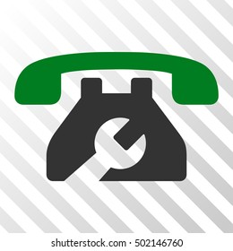 Green And Gray Repair Service Phone interface pictogram. Vector pictogram style is a flat bicolor symbol on diagonal hatch transparent background.