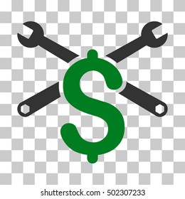 Green And Gray Repair Service Price toolbar pictogram. Vector pictograph style is a flat bicolor symbol on chess transparent background.