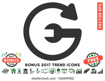 Green And Gray Repeat Service pictograph with bonus 2017 year trend pictures. Vector illustration style is flat iconic bicolor symbols, white background.