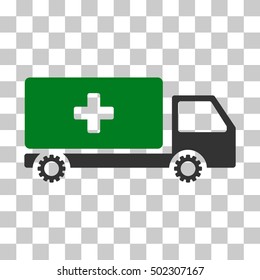 Green And Gray Service Car interface pictogram. Vector pictogram style is a flat bicolor symbol on chess transparent background.