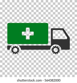 Green And Gray Service Car toolbar icon. Vector pictogram style is a flat bicolor symbol on chess transparent background.