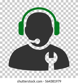 Green And Gray Service Operator toolbar pictogram. Vector pictograph style is a flat bicolor symbol on chess transparent background.
