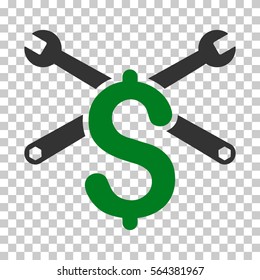 Green And Gray Service Price toolbar pictogram. Vector pictograph style is a flat bicolor symbol on chess transparent background.