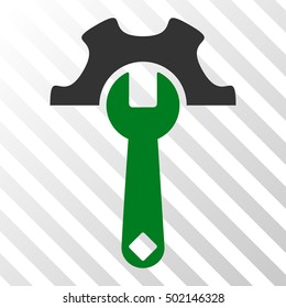 Green And Gray Service Tools interface toolbar pictogram. Vector pictograph style is a flat bicolor symbol on diagonal hatch transparent background.