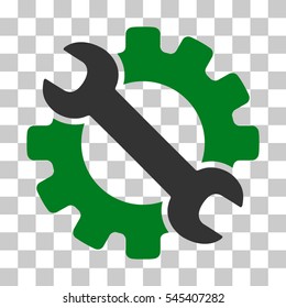 Green And Gray Service Tools interface icon. Vector pictogram style is a flat bicolor symbol on chess transparent background.
