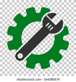 Green And Gray Service Tools interface toolbar icon. Vector pictograph style is a flat bicolor symbol on chess transparent background.