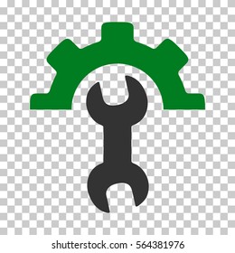 Green And Gray Service Tools interface pictogram. Vector pictogram style is a flat bicolor symbol on chess transparent background.