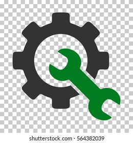 Green And Gray Service Tools interface icon. Vector pictogram style is a flat bicolor symbol on chess transparent background.