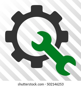 Green And Gray Service Tools toolbar pictogram. Vector pictograph style is a flat bicolor symbol on diagonal hatch transparent background.