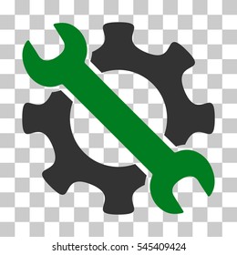 Green And Gray Service Tools toolbar pictogram. Vector pictograph style is a flat bicolor symbol on chess transparent background.