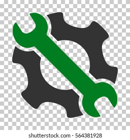 Green And Gray Service Tools toolbar pictogram. Vector pictogram style is a flat bicolor symbol on chess transparent background.