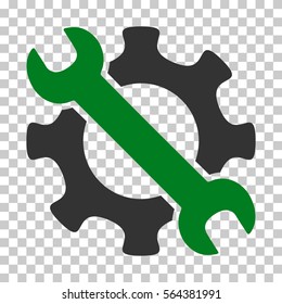 Green And Gray Service Tools toolbar pictogram. Vector pictograph style is a flat bicolor symbol on chess transparent background.