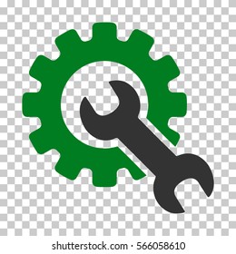 Green And Gray Service Tools toolbar pictogram. Vector pictograph style is a flat bicolor symbol on chess transparent background.