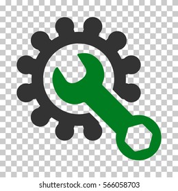 Green And Gray Service Tools toolbar icon. Vector pictogram style is a flat bicolor symbol on chess transparent background.