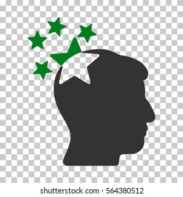 Green And Gray Stars Hit Head toolbar icon. Vector pictogram style is a flat bicolor symbol on chess transparent background.
