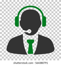 Green And Gray Support Manager interface icon. Vector pictogram style is a flat bicolor symbol on chess transparent background.